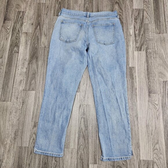 Old Navy Jeans Womens 4 Light Wash Mid Rise Boyfriend Distressed Hem Denim - Picture 2 of 10